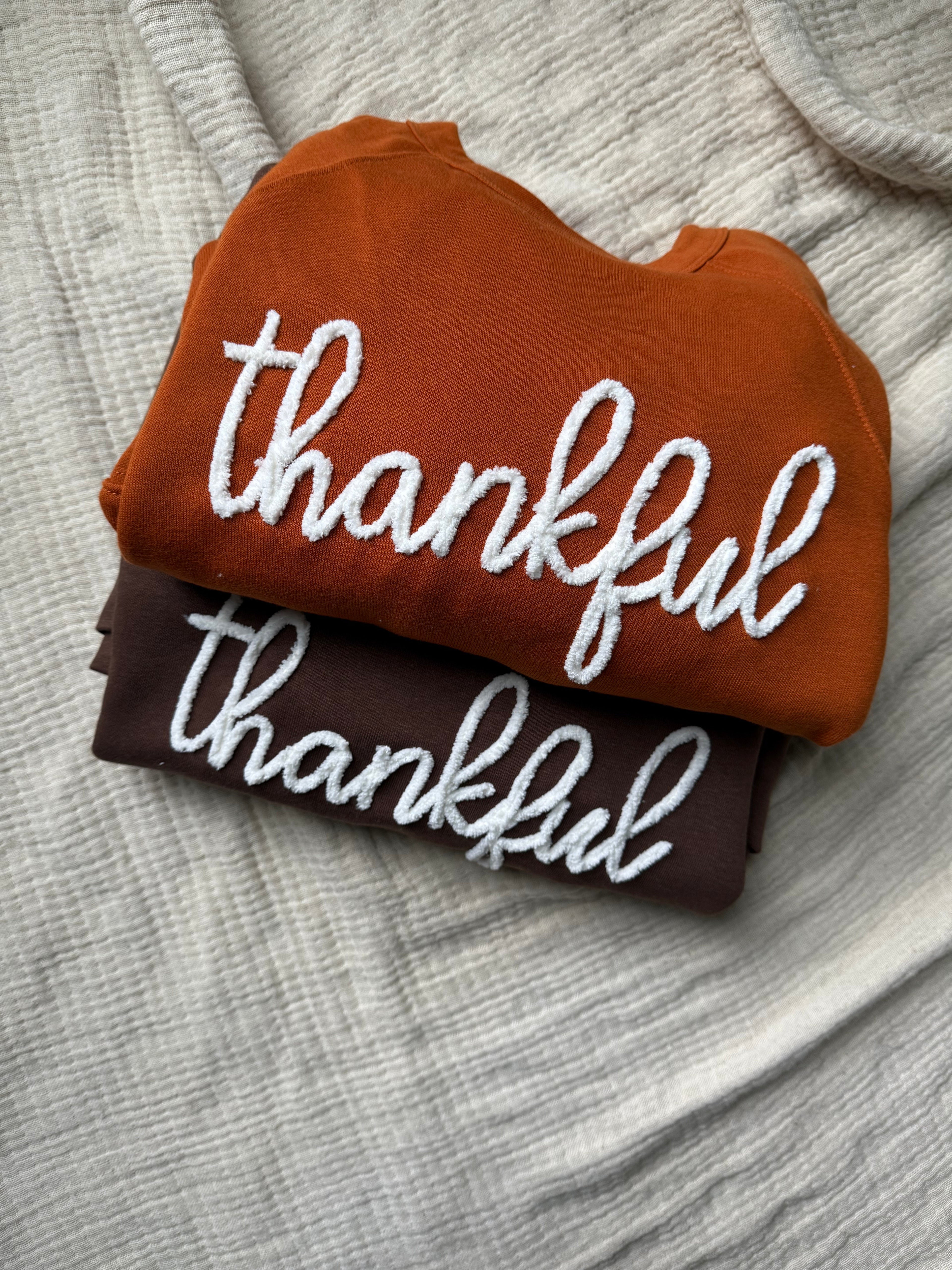 Thankful Chenille Embroidered Crewneck
